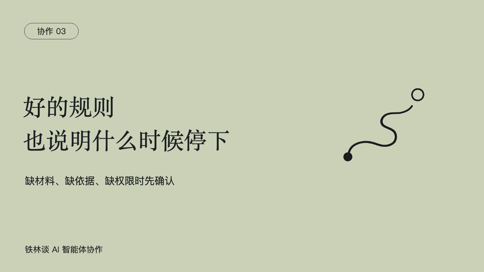 好的规则，也说明什么时候停下，缺材料、缺依据、缺权限时先确认