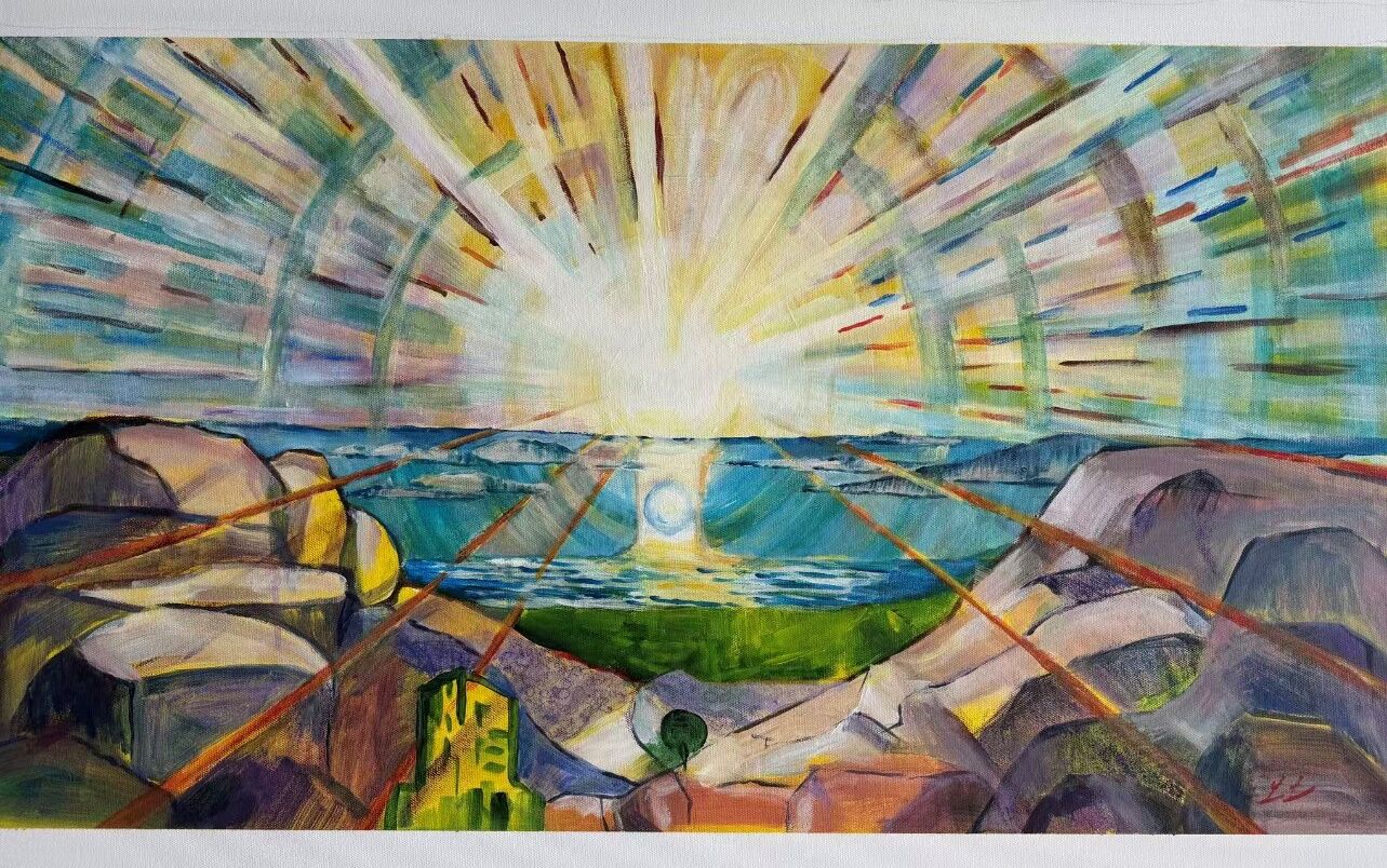 作者供稿附图：临摹蒙克《The SUN》的画作